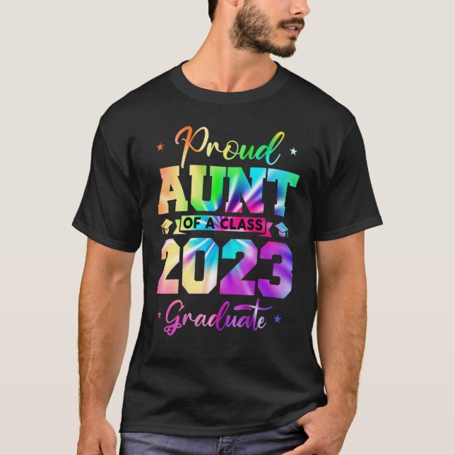 Proud Aunt of a 2023 Graduate Senior 23 Family Tie T-Shirt (Front)