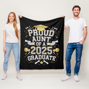 Proud Aunt Of A 2025 Graduate Graduation Family Fleece Blanket