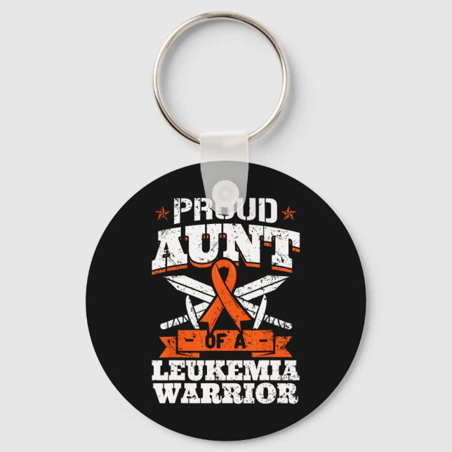 Proud Aunt Of A Leukaemia Warrior Tia Awareness Bl Key Ring (Front)