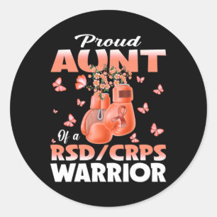 Proud Aunt Of A Rsd Crps Warrior Awareness Boxing  Classic Round Sticker