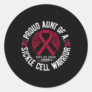 Proud Aunt Of A Sickle Cell Warrior Scd Awareness  Classic Round Sticker