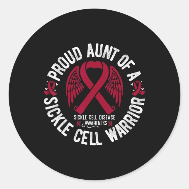 Proud Aunt Of A Sickle Cell Warrior Scd Awareness  Classic Round Sticker (Front)