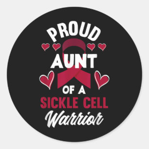 Proud Aunt Of A Sickle Cell Warrior Sickle Cell Classic Round Sticker