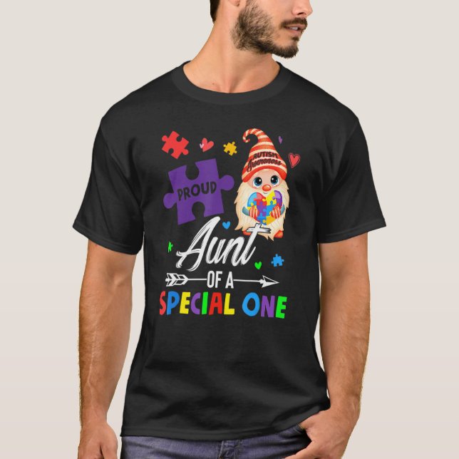 Proud Aunt Of A Special One Puzzle Gnome Autism Aw T-Shirt (Front)