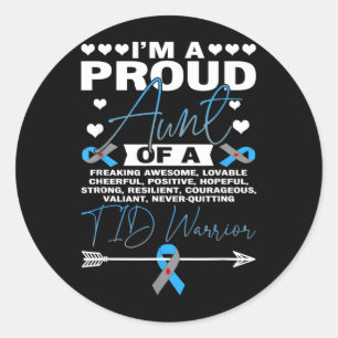 Proud Aunt Of A T1d Warrior Type One Diabetes Classic Round Sticker