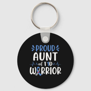 Proud Aunt Of T1d Warrior Diabetes Awareness Blue  Key Ring