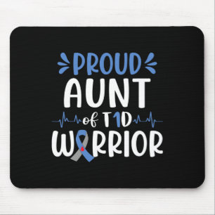 Proud Aunt Of T1d Warrior Diabetes Awareness Blue Mouse Pad