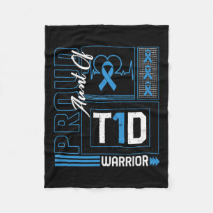 Proud Aunt Of T1d Warrior Ribbon Diabetes Awarenes Fleece Blanket