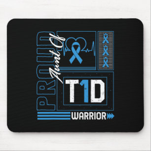 Proud Aunt Of T1d Warrior Ribbon Diabetes Awarenes Mouse Pad
