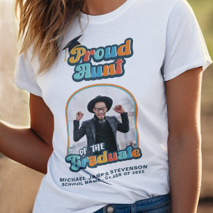 Proud Aunt of the graduate photo groovy retro T-Shirt