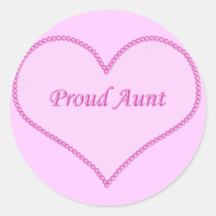 Proud Aunt Stickers, Pink Classic Round Sticker