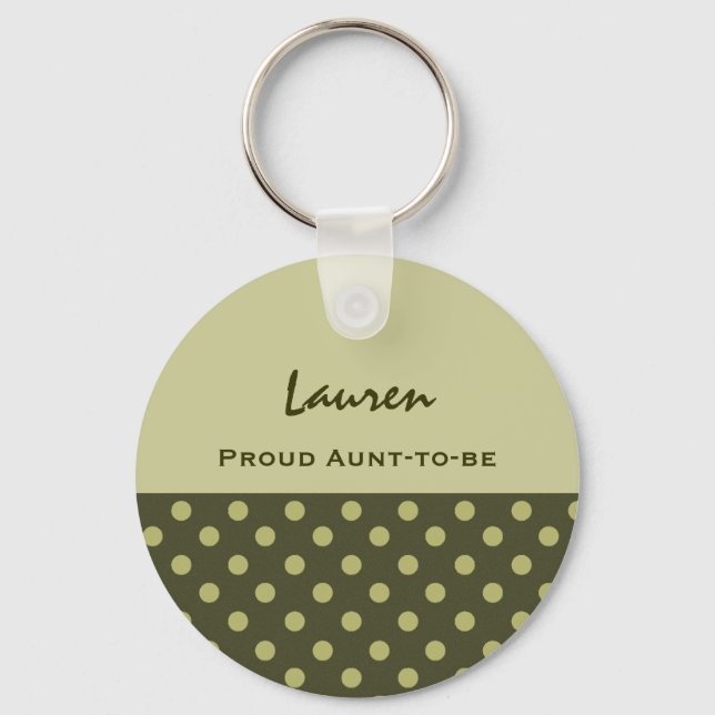 Proud Aunt-To-Be Cute Polka Dot Keychain Gift (Front)