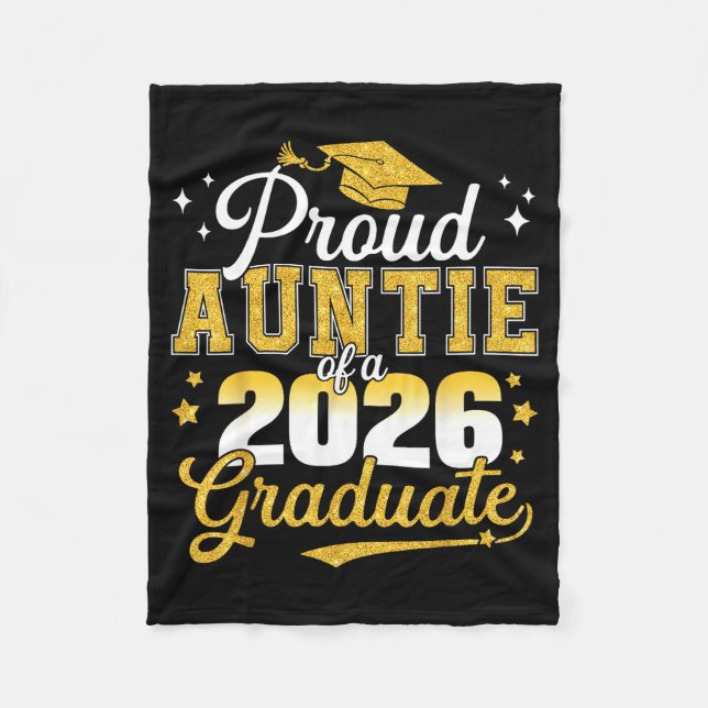 Proud Auntie Class 2026 Graduate Artwork Fleece Blanket (Front)