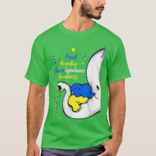 Proud Auntie Down Syndrome Awareness Day Elephant  T-Shirt