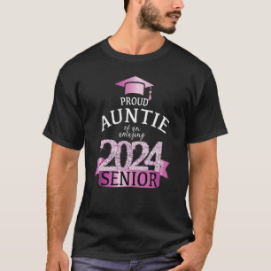 Proud Auntie I 2024 Senior School Colour Pink Blac T-Shirt