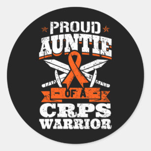 Proud Auntie Of A Crps Warrior Rsd Awareness Ribbo Classic Round Sticker