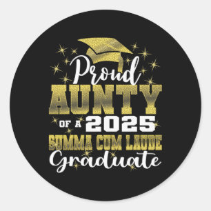 Proud Aunty 2025 Summa Cum Laude Cl 2025 Graduate  Classic Round Sticker