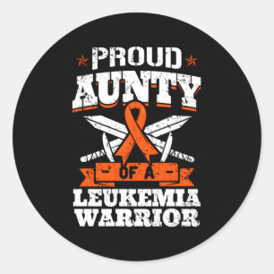 Proud Aunty Of A Leukemia Warrior Tia Awareness Bl Classic Round Sticker