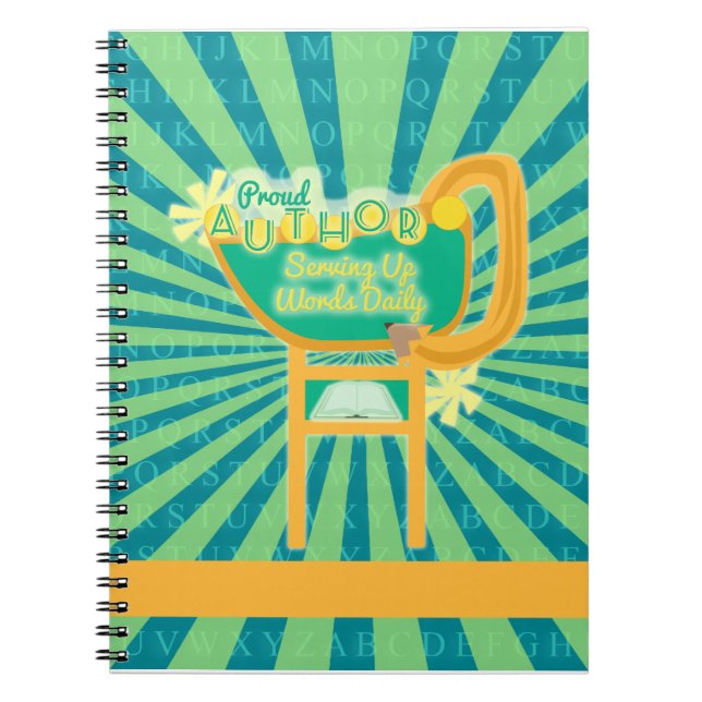Proud Author Retro Style Diner Sign Design Spiral Notebook (Front)