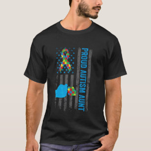 Proud Autism Aunt American Flag Autism Awareness A T-Shirt