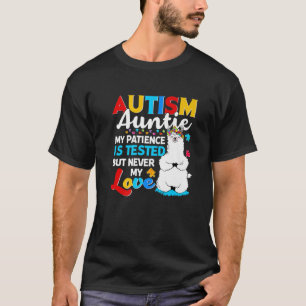 Proud Autism Aunt Llama Puzzle Autism Awareness Da T-Shirt