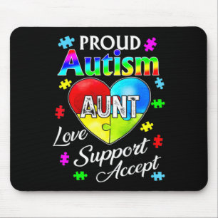 Proud Autism Aunt Love Support Accept Help Awarene Mouse Pad