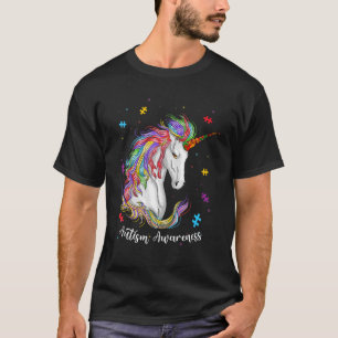 Proud Autism Awareness Cute Unicorn Puzzle Pieces T-Shirt