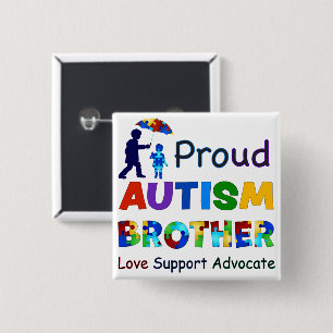 Proud Autism Brother 15 Cm Square Badge