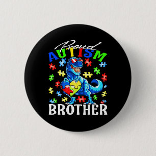Proud Autism Brother Dinosaur Autism Awareness  6 Cm Round Badge