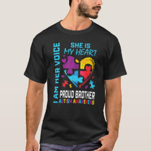 Proud Autism Brother Puzzle Piece Sister Autism Aw T-Shirt