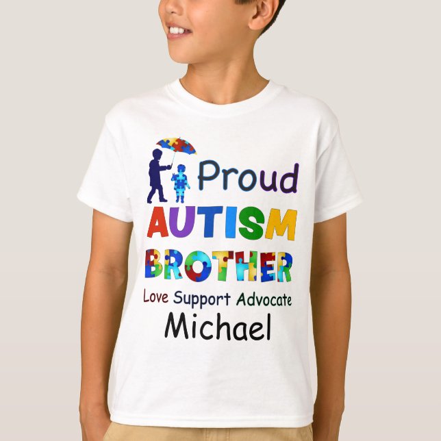 Proud Autism Brother T-Shirt (Front)