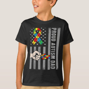 Proud Autism Dad American Flag Autism Awareness Da T-Shirt