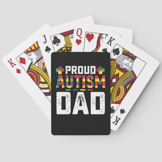 Proud Autism Dad Awareness Autistic Family Playing Cards (Back)