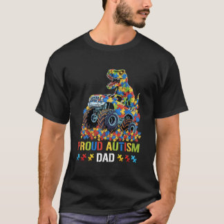 Proud Autism Dad Dinosaur Monster Truck Autism Awa T-Shirt