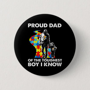 Proud Autism Dad-father And Son Autism Awareness  6 Cm Round Badge