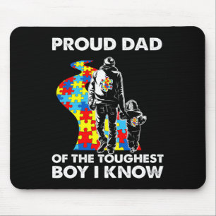 Proud Autism Dad-father And Son Autism Awareness Mouse Pad