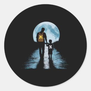 Proud Autism Dad Father And Son Autism  Classic Round Sticker