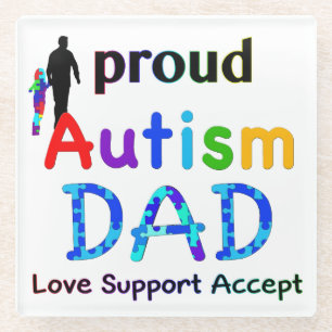 Proud Autism Dad Glass Coaster