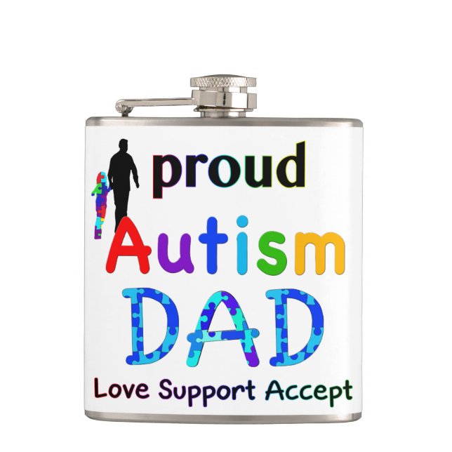 Proud Autism Dad Hip Flask (Front)