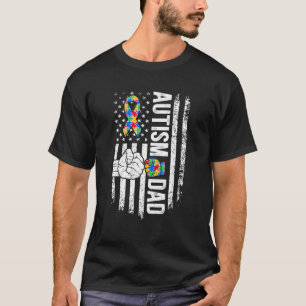 Proud Autism Dad US Flag Autism Warrior Father 1 T-Shirt