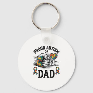 Proud Autism Dad Vintage Engraving Awareness Shirt Key Ring
