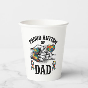 Proud Autism Dad Vintage Engraving Awareness Shirt Paper Cups