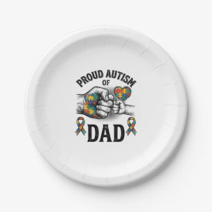 Proud Autism Dad Vintage Engraving Awareness Shirt Paper Plate