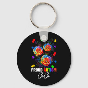 Proud Autism Gigi Rose Flowers And Puzzles Autism  Key Ring