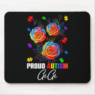 Proud Autism Gigi Rose Flowers And Puzzles Autism Mouse Pad