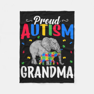 Proud Autism Grandma - Autistic Elephant Autism Aw Fleece Blanket