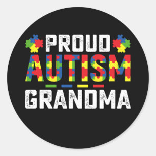 Proud Autism Grandma Awareness Autistic Family Classic Round Sticker