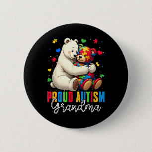 Proud Autism Grandma Bear Autism Awareness Son Dau 6 Cm Round Badge