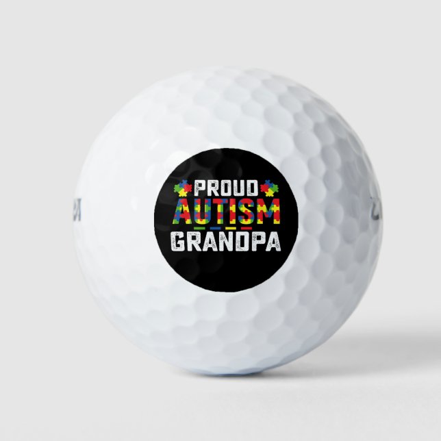 Proud Autism Grandpa Awareness Autistic Family Golf Balls (Front)