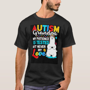 Proud Autism Grandpa Llama Puzzle Autism Awareness T-Shirt